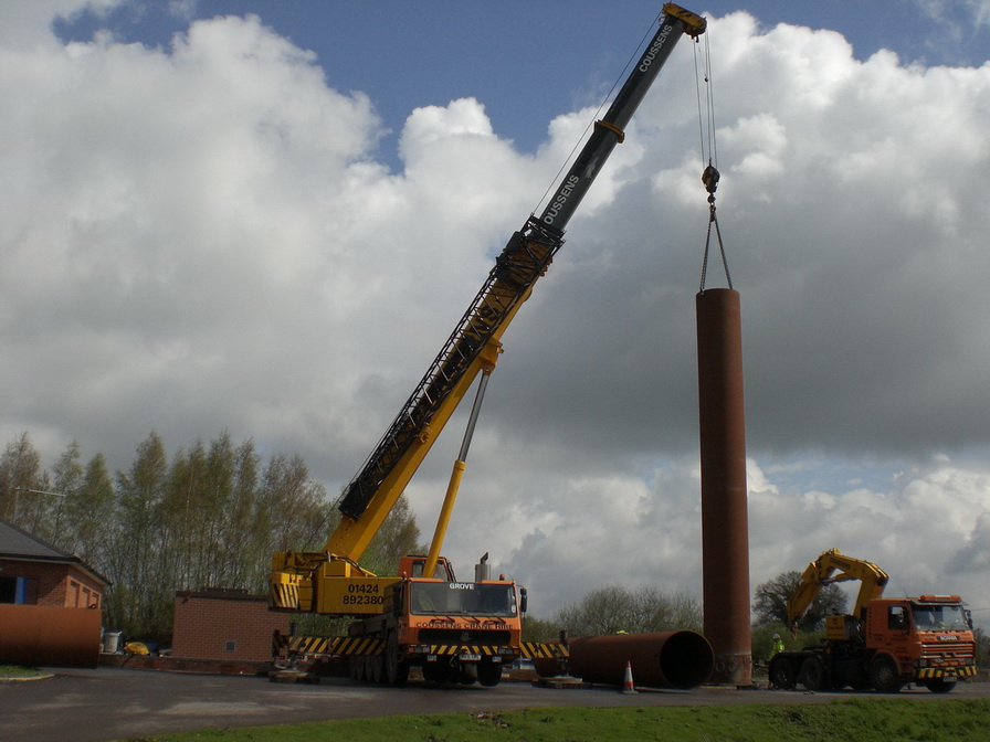 Relining of two wells with large diameter steel pipe to reduce the risk of contamination to a public water supply